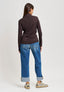 T-shirt manica lunga lacci al collo - MARRONE