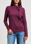 T-shirt manica lunga lacci al collo - BORDEAUX