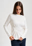 T-shirt manica lunga con pinces vita - BIANCO