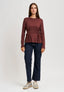 T-shirt manica lunga con pinces vita - MARRONE