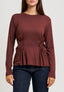 T-shirt manica lunga con pinces vita - MARRONE