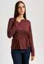 T-shirt manica lunga con pinces vita - MARRONE