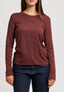 T-shirt manica lunga girocollo - MARRONE