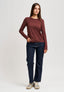 T-shirt manica lunga girocollo - MARRONE