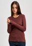T-shirt manica lunga girocollo - MARRONE