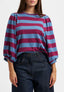 T-shirt a righe con manica a sbuffo - BORDEAUX