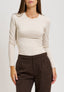 T-shirt girocollo a righe - BEIGE
