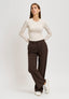 T-shirt girocollo a righe - BEIGE