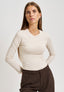 T-shirt girocollo a righe - BEIGE