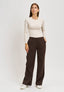 T-shirt girocollo a righe - BEIGE