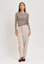 T-shirt girocollo a righe - MARRONE
