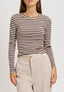 T-shirt girocollo a righe - MARRONE