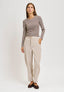 T-shirt girocollo a righe - MARRONE