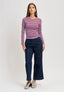 T-shirt girocollo a righe - BORDEAUX