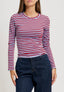 T-shirt girocollo a righe - BORDEAUX
