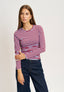 T-shirt girocollo a righe - BORDEAUX