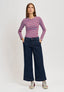T-shirt girocollo a righe - BORDEAUX