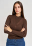 Top in maglia a costine con lurex - MARRONE