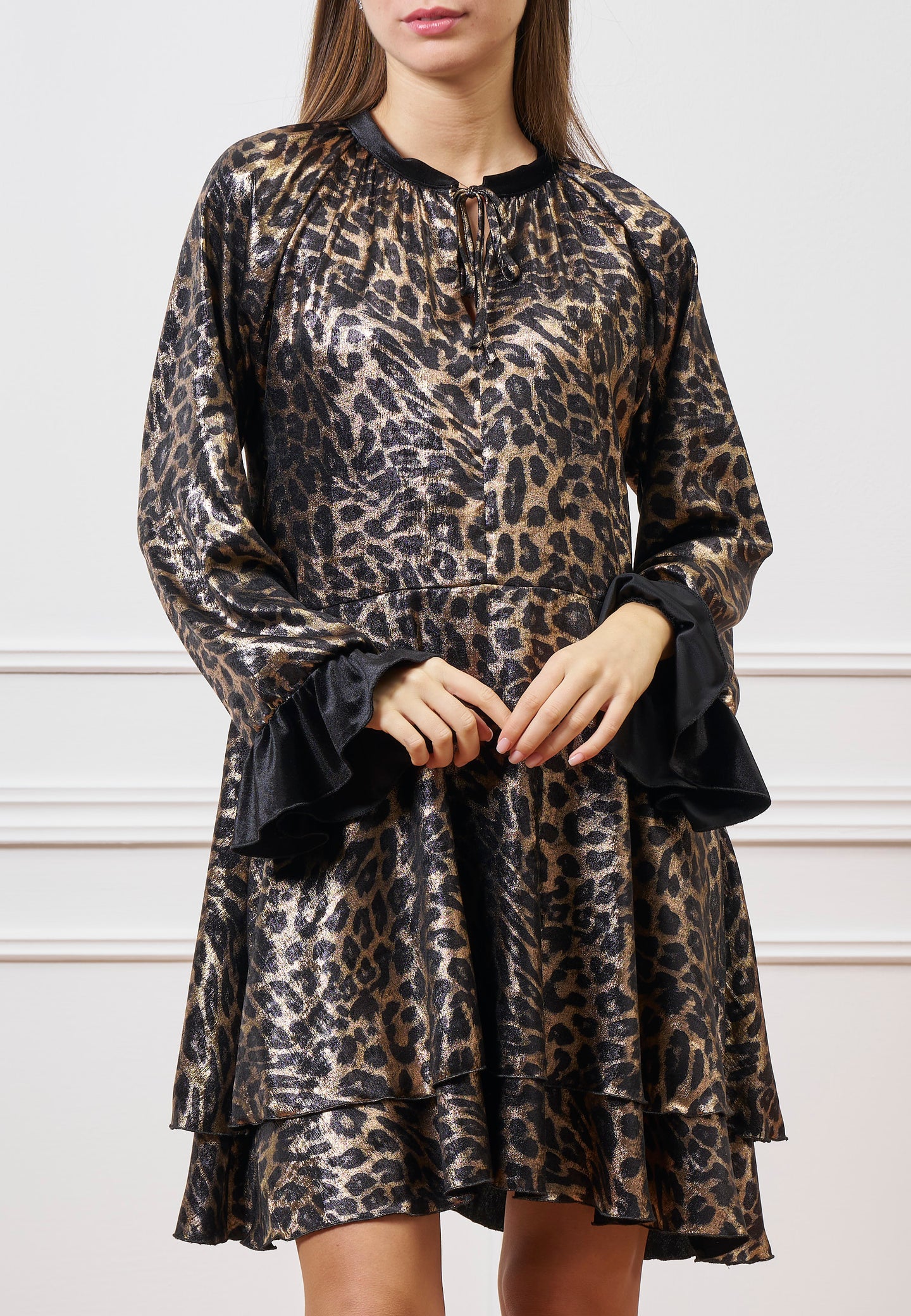 Vestito corto stampato metalizzato