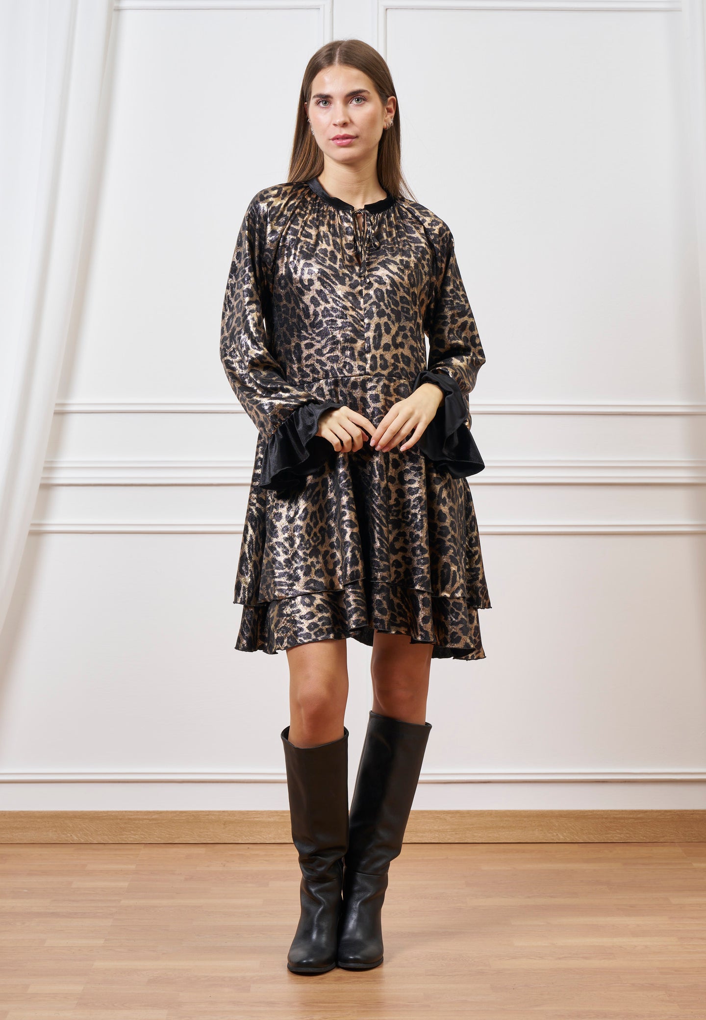 Vestito corto stampato metalizzato